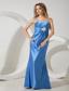Blue Column Straps Floor-length Taffeta Appliques Prom / Evening Dress