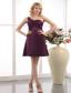 Purple Empire One Shoulder Mini-length Taffeta Ruch Prom Dress