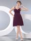Burgundy A-line Straps Knee-length Chiffon Ruch Bridesmaid Dress