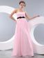 Pink Empire Strapless Brush Train Chiffon Belt Bridesmaid Dress