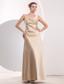Beauty Champagne Empire Straps Homecoming Dress Satin Ruch Floor-length