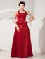 Red Empire Halter Floor-length Satin Ruch Prom Dress