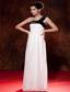 Black and White Empire One Shoulder Floor-length Chiffon Bow Prom Dress