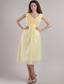 Yellow Empire V-neck Ankle-length Chiffon Bridesmaid Dress