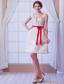 Champagne A-line Straps Mini-length Satin Bows Prom Dress