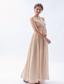 Champagne Empire Sweetheart Floor-length Chiffon Ruch Prom Dress