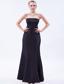 Black Coulmn Strapless Floor-length Satin Ruch Prom Dress