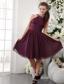Purple Empire High-neck Knee-length Chiffon Beading Prom / Homecoming Dress