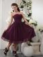 Purple Empire Sweetheart Tea-length Chiffon Pleat Bridesmaid Dress
