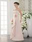 Beautiful Column / Sheath Strapless Floor-length Satin 3D Flower Pink Bridesmaid Dress