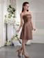 Chocolate Empire Strapless Knee-length Satin Bow Bridesmaid Dress