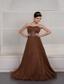 Gorgeous Brown Prom / Evening Dress A-line Sweetheart Organza Ruch Brush Train