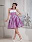 Lavender A-line / Princess Strapless Knee-length Taffeta Ruch Bridesmaid Dress