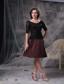 Black and Brown A-line Scoop Knee-length Satin Beading Mother Of The Bride Dress