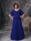Blue A-line Square Floor-length Chiffon Beading Mother Of The Bride Dress