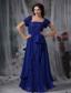 Royal Blue Column / Sheath Square Floor-length Chiffon Beading Prom Dress