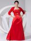 Beading and Embroidery Decorate Bodice Taffeta Red Floor-length Strapless 2013 Prom Dress