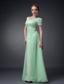 Apple Green A-line V-neck Floor-length Chiffon Beading Mother Of The Bride Dress