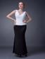 Black and White Column V-neck Ankle-length Lace and Satin Mother Of The Bride Dress