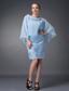 Baby Blue Column Scoop Knee-length Chiffon Ruch Mother Of The Bride Dress