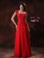 Custom Made Red Square Neckline Prom Dress With Lace Over Bodice In Flagstaff Arizona