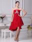 Appliques Decorate Bodice Strapless Chiffon Asymmetrical Wine Red 2013 Prom Dress