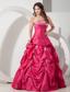 Popular Hot Pink A-line Strapless Appliques Prom Dress Floor-length Taffeta