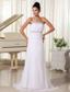 White Prom Dress And Gown Strapless Beaded Decorata Bust Brush Train Skirt