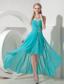 Turquoise Column Sweetheart High-low Chiffon Beading Prom Dress