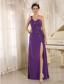 Addison Alaska High Slit Purple Prom Dress With Sequins Decorate Shoulder