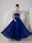 Royal Blue Empire Strapless Prom Dress Chiffon Beading