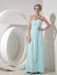 Light Blue Column Sweetheart Ankle-length Chiffon Beading Prom Dress