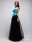 Black and Blue A-line Sweetheart Floor-length Tulle Appliques Prom / Evening Dress