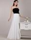 Black and White Empire Strapless Floor-length Chiffon Ruffles Prom Dress