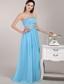 Aqua Blue Empire Strapless Floor-length Chiffon Beading Prom / Party Dress