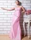 Baby Pink Column Sweetheart Prom Dress Taffeta Beading Floor-length