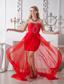 Red Column Strapless High-low Chiffon Beading Prom / Homecoming Dress