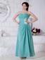 Turquoise Empire Sweetheart Appliques Bridesmaid Dress Ankle-length Chiffon