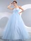 Beautiful Baby Blue A-line One Shoulder Prom / Evening Dress Tulle Appliques Floor-length