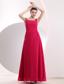 Hot Pink Empire Straps Floor-length Chiffon Beading Prom / Evening Dress