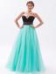 Black and Turquoise A-line Sweetheart Floor-length Tulle Beading Prom Dress