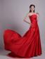 Red Empire Strapless Court Train Taffeta Beading and Ruch Prom/Evening Dress