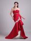 Red Mermaid Sweetheart Brush Train Taffeta Lace and Beading Prom / Evening Dress