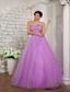 Lavender A-line Sweetheart Floor-length Organza Beading Prom Dress