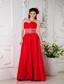 Red Empire Sweetheart Floor-length Satin Beading Prom / Evening Dress