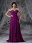 Sibley Iowa Ruched Decorate Bodice Purple Chiffon Brush Train Sweetheart Neckline 2013 Prom / Evening Dress