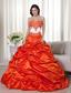 Orange Red A-line Sweetheart Floor-length Taffeta Appliques Quinceanera Dress