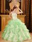 Apple Green Ball Gown Sweetheart Floor-length Organza Beading and Ruffles Quinceanera Dress
