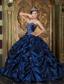 Navy Blue Ball Gown Sweetheart Floor-length Picks-up Taffeta Quinceanera Dress