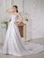Gorgeous A-line Sweetheart Court Train Satin Appliques Wedding Dress